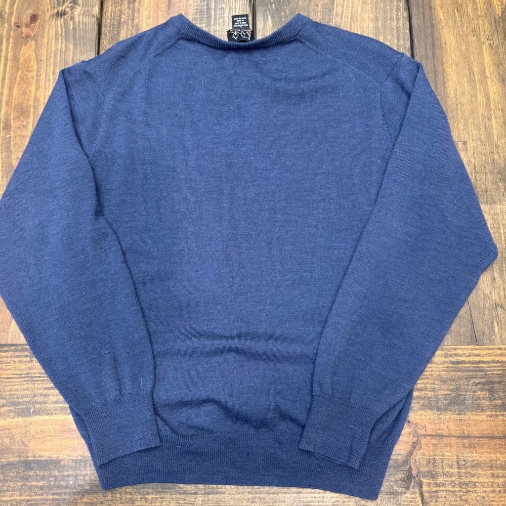 Jos A Bank Signature‎ Collection Mens Blue 100% Merino Wool V-Neck Sweater Large - Picture 5 of 5